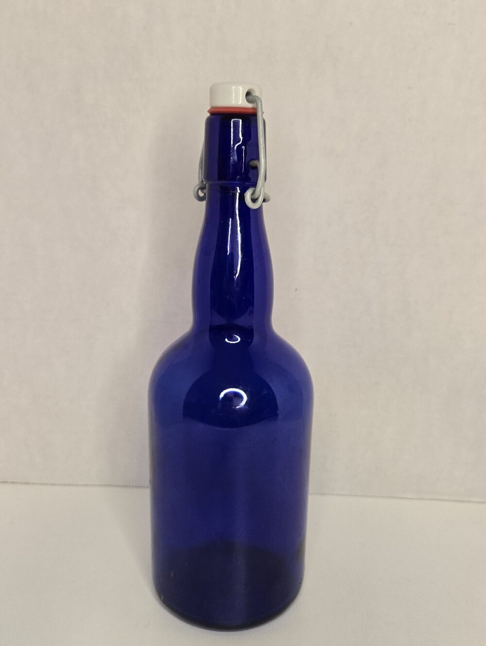 Cobalt Blue Glass Bottle 10.5" Wire Bail Swing Flip Top Stopper